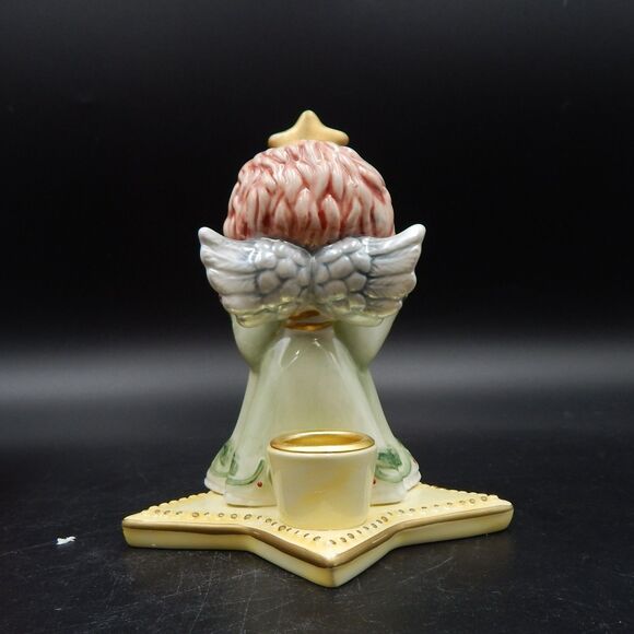Fitz and Floyd Moonbeams Christmas Angel Taper Candle Holder Candlestick Ceramic - Picture 4 of 12